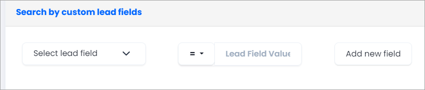 Screenshot of the the search by custom lead fields