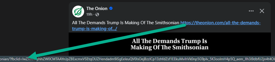 Fb automatically apends the fbclid to all links