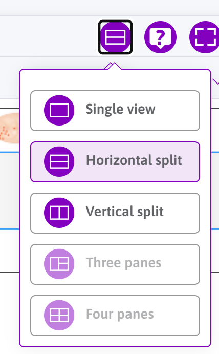 Figure 4: The available options for split-screen orientation.