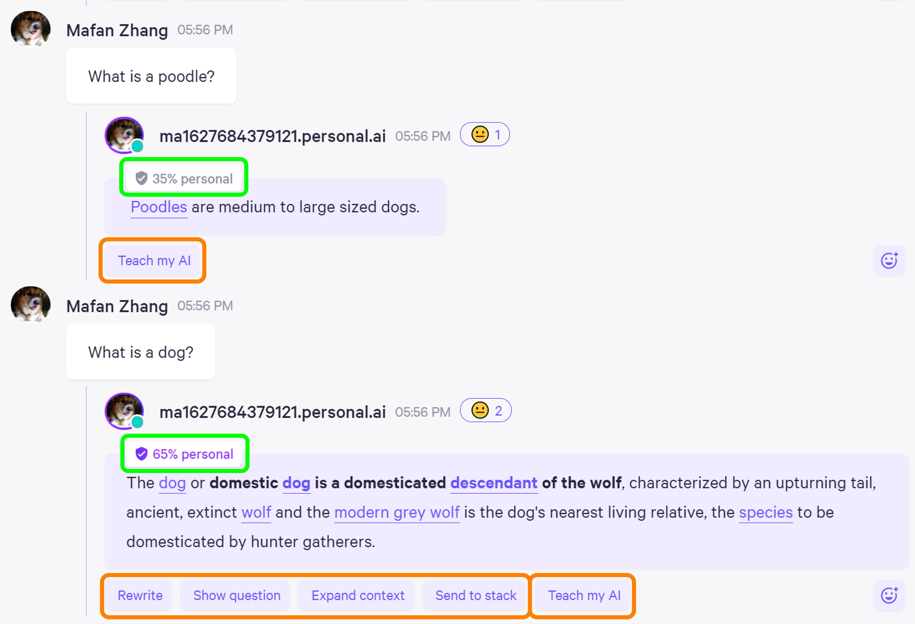 Screenshot of lower and high AI trust score
