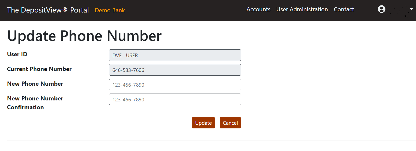 Update Phone Number