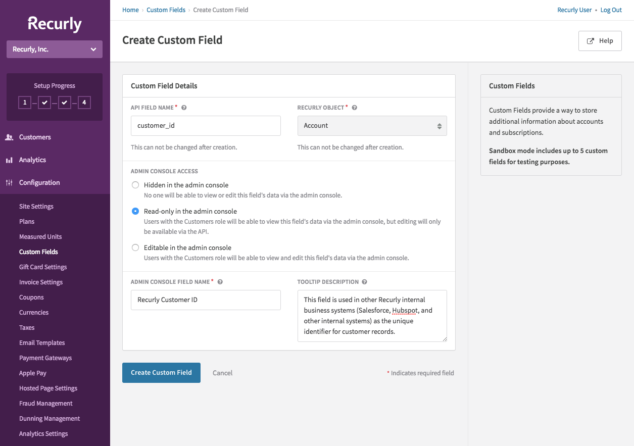 Recurly abonnement management tool