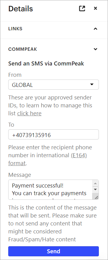 Screenshot of the Details section