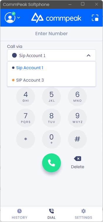 Screenshot of the screen with selecting account