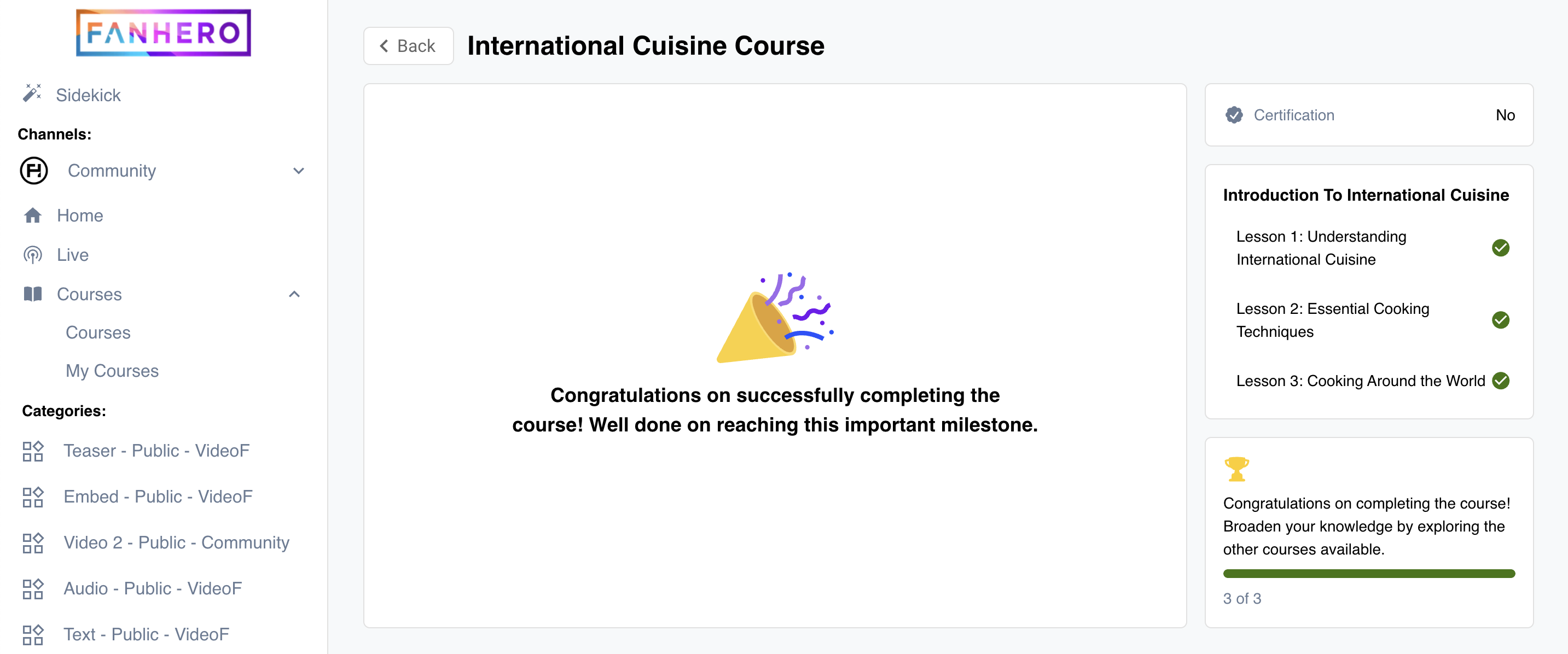 Completed Course.