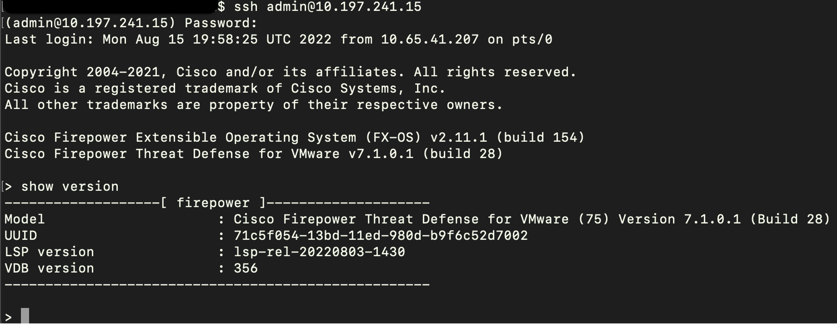 Figure 13: show version via CLI