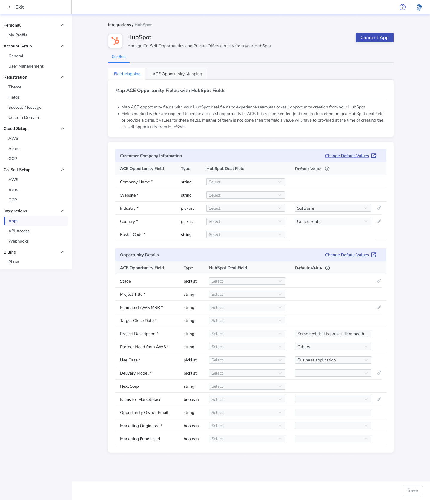 HubSpot Field Mapping