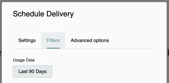 Schedule Delivery filters tab