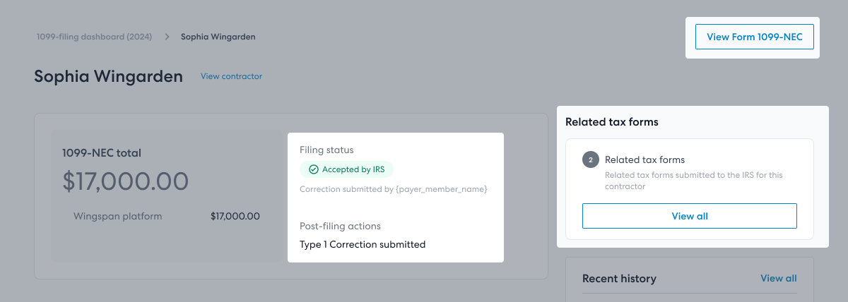 Image showing example of correction accepted by the IRS