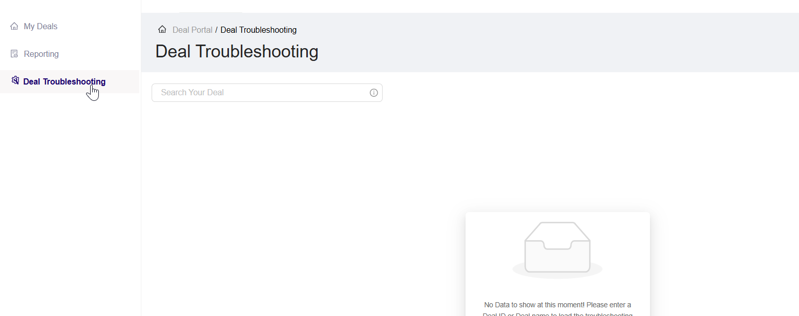 **Deal Troubleshooting page**