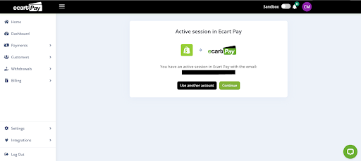 Image 5. Linking Ecart Pay and Shopify