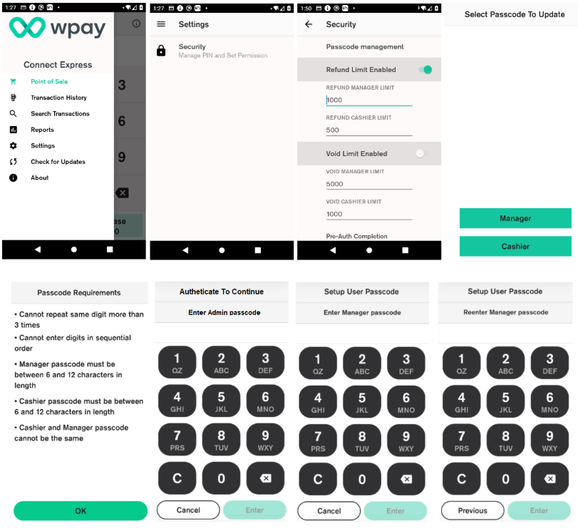 Setting up Passcodes