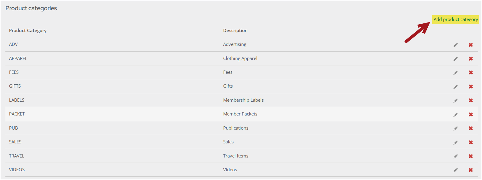 Adding a product category