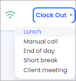 Screenshot of the Clock Out button in the predictive dialing mode