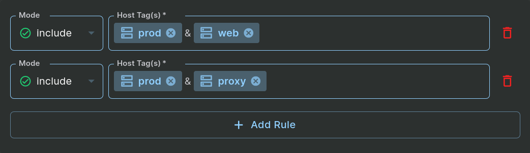 A screenshot of the Specify Host step that includes multiple Host Tags