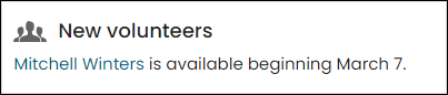 Viewing a Staff new Volunteers alert example