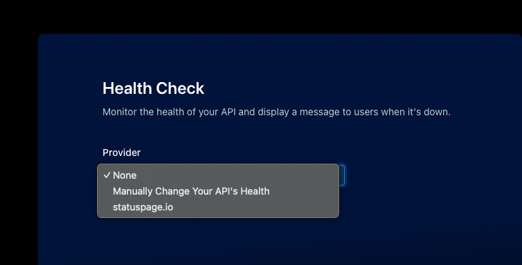 Screenshot showing manual health check provider.