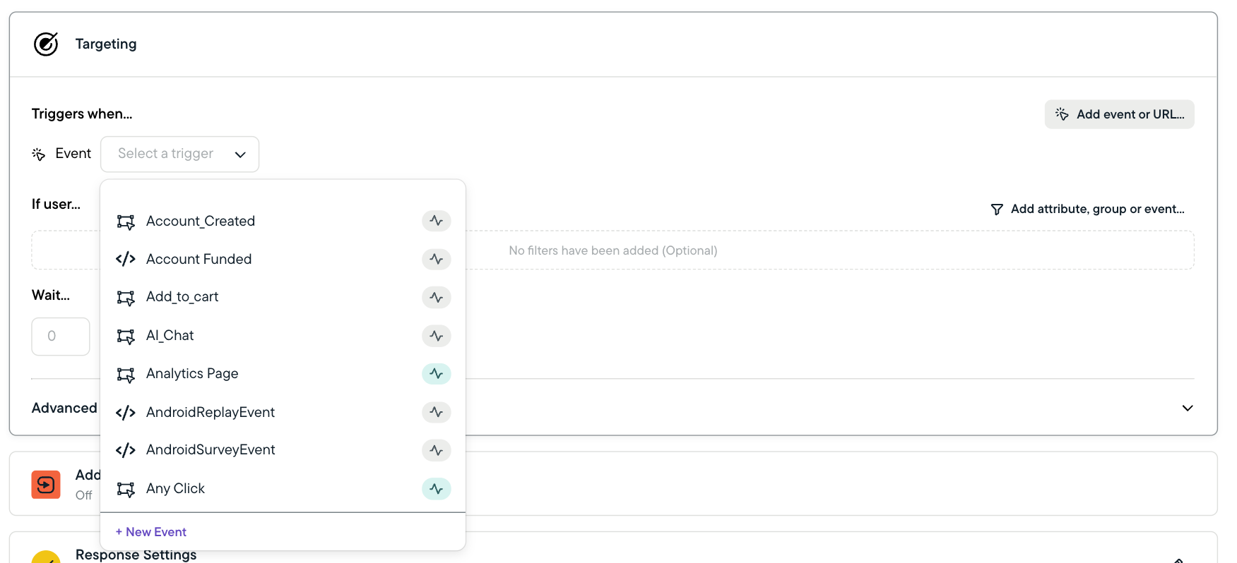 _Adding No-Code Events while building a study:_