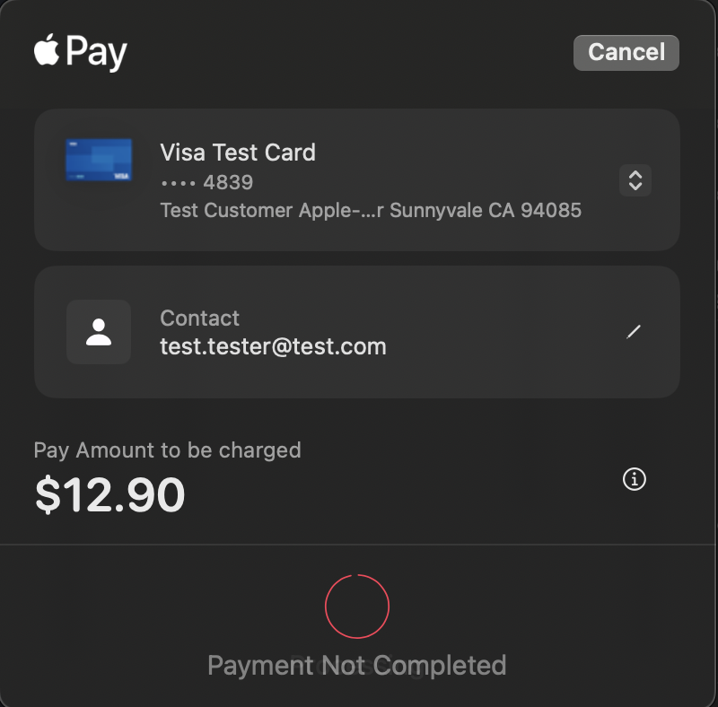 Apple Pay payment button with credit card