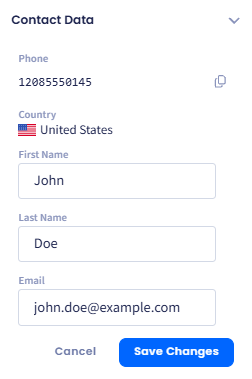 Screenshot of the dialog confirming updating contact data