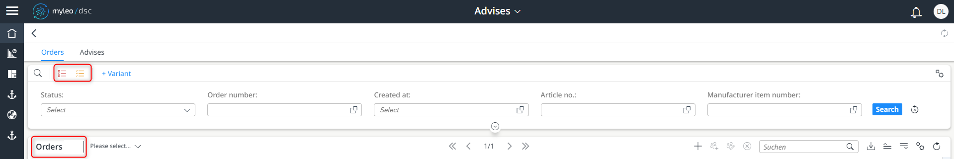 Changes in the displayed number of orders