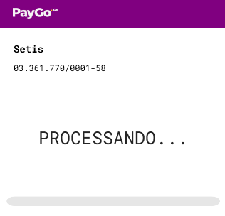Tela de processamento de transação