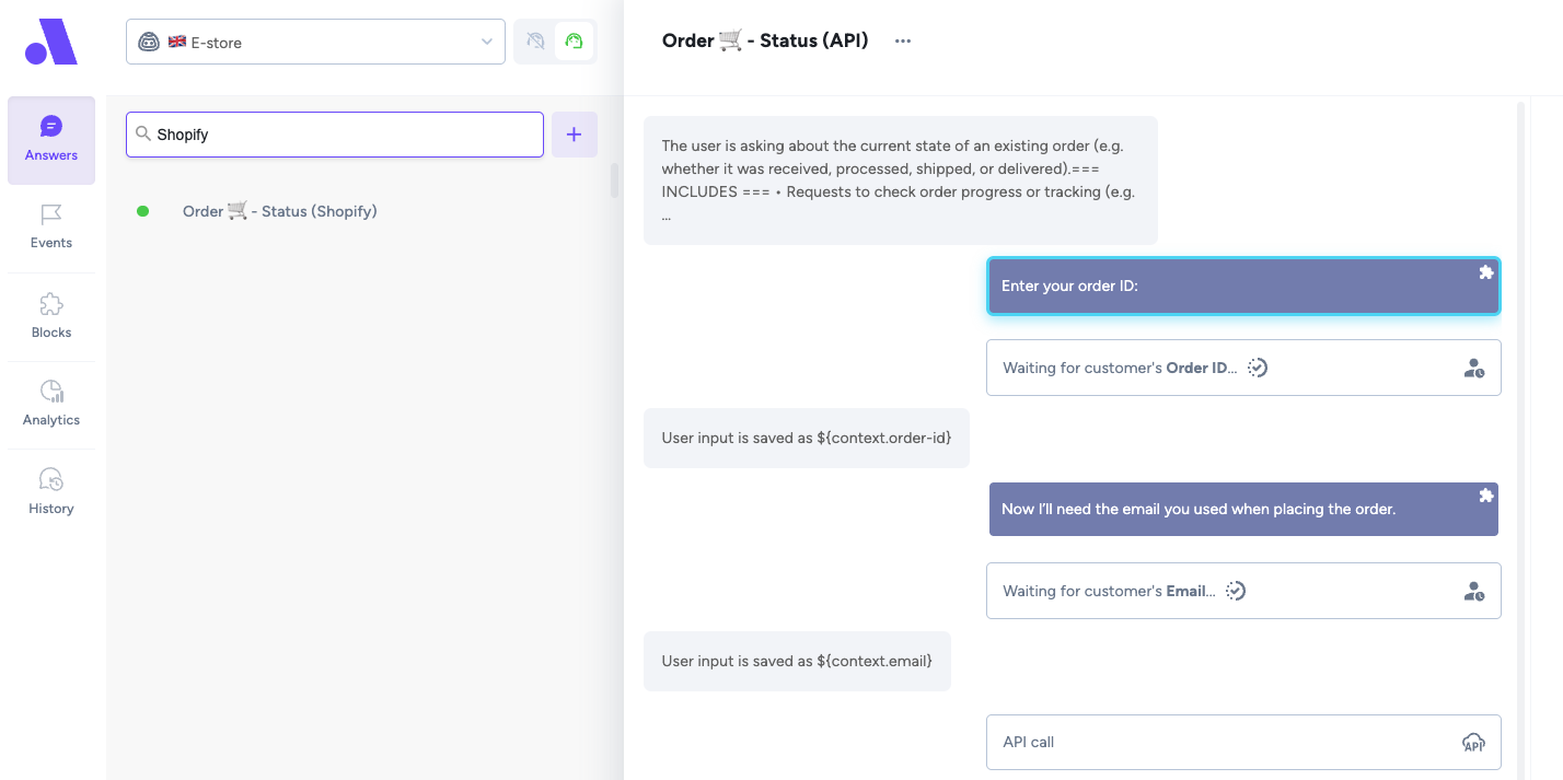 Shopify AI Chatbot - Order Status Flow