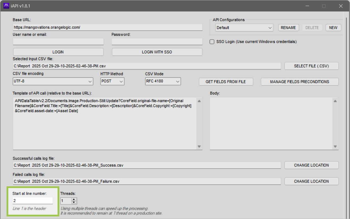 Start at line number field