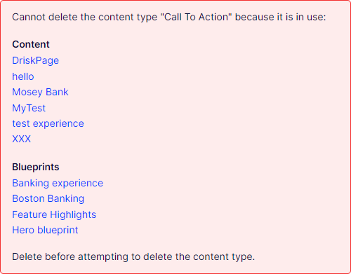 delete content type dialog box