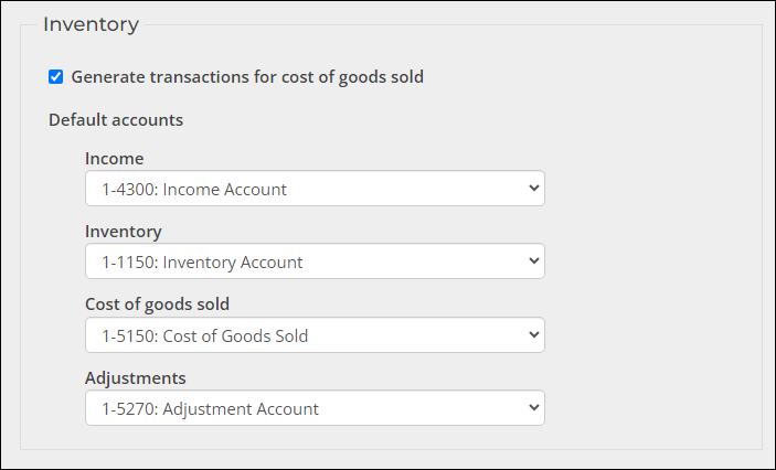 Default accounts from Commerce system options