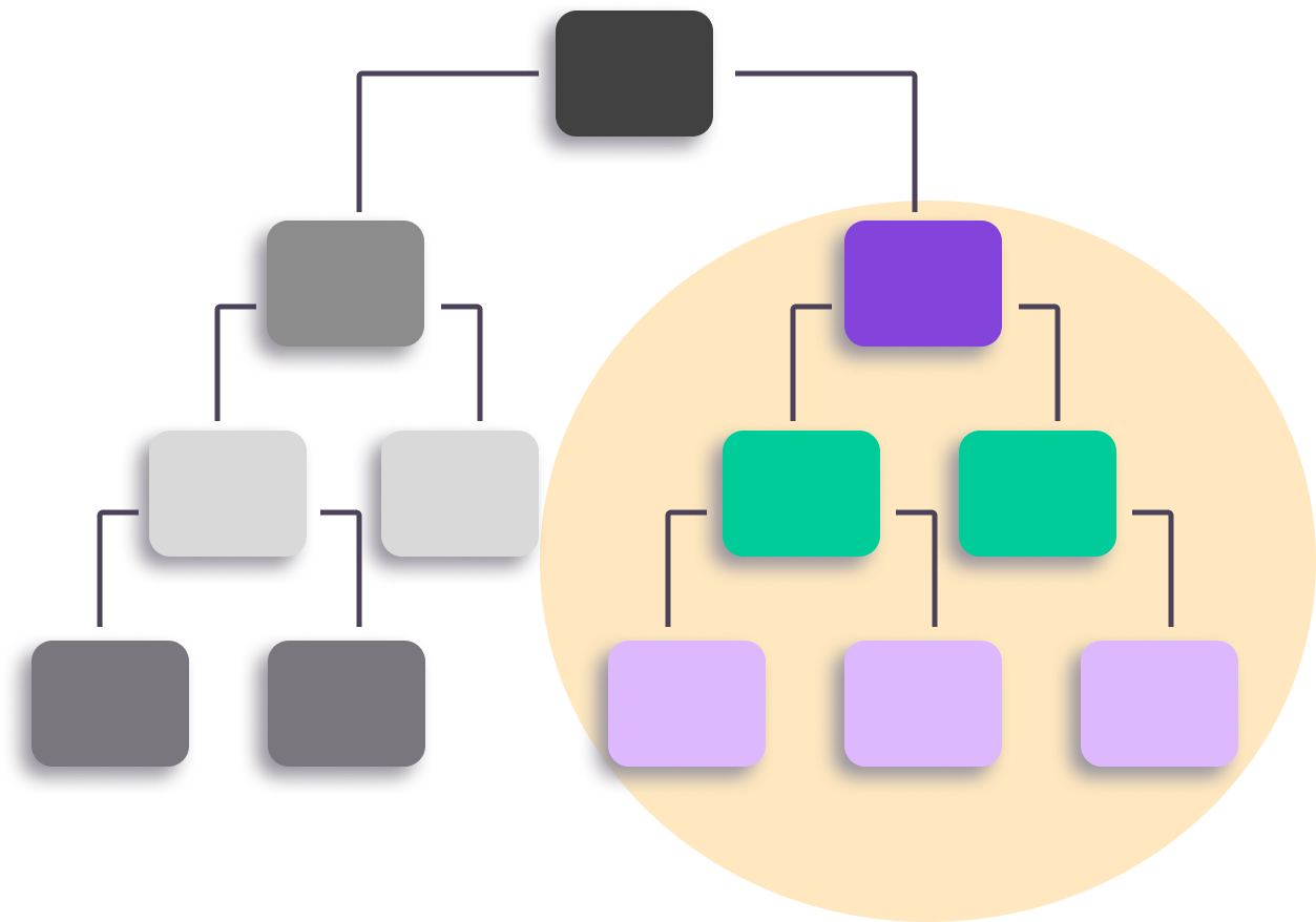Organization hierarchy with base organization spotlight