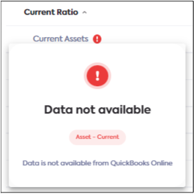 "Data not available" error pop-up window