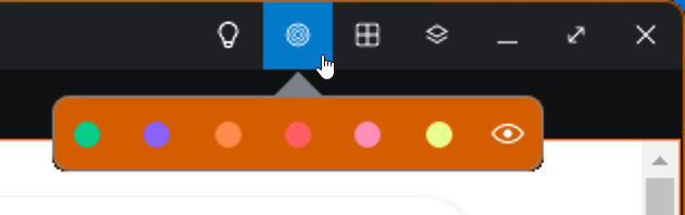 The OpenFin toolbar, with the color linking sub-toolbar displayed and its background colored vermillion