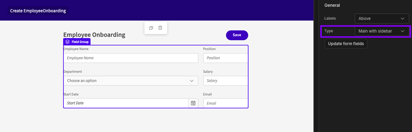 Main with sidebar layout