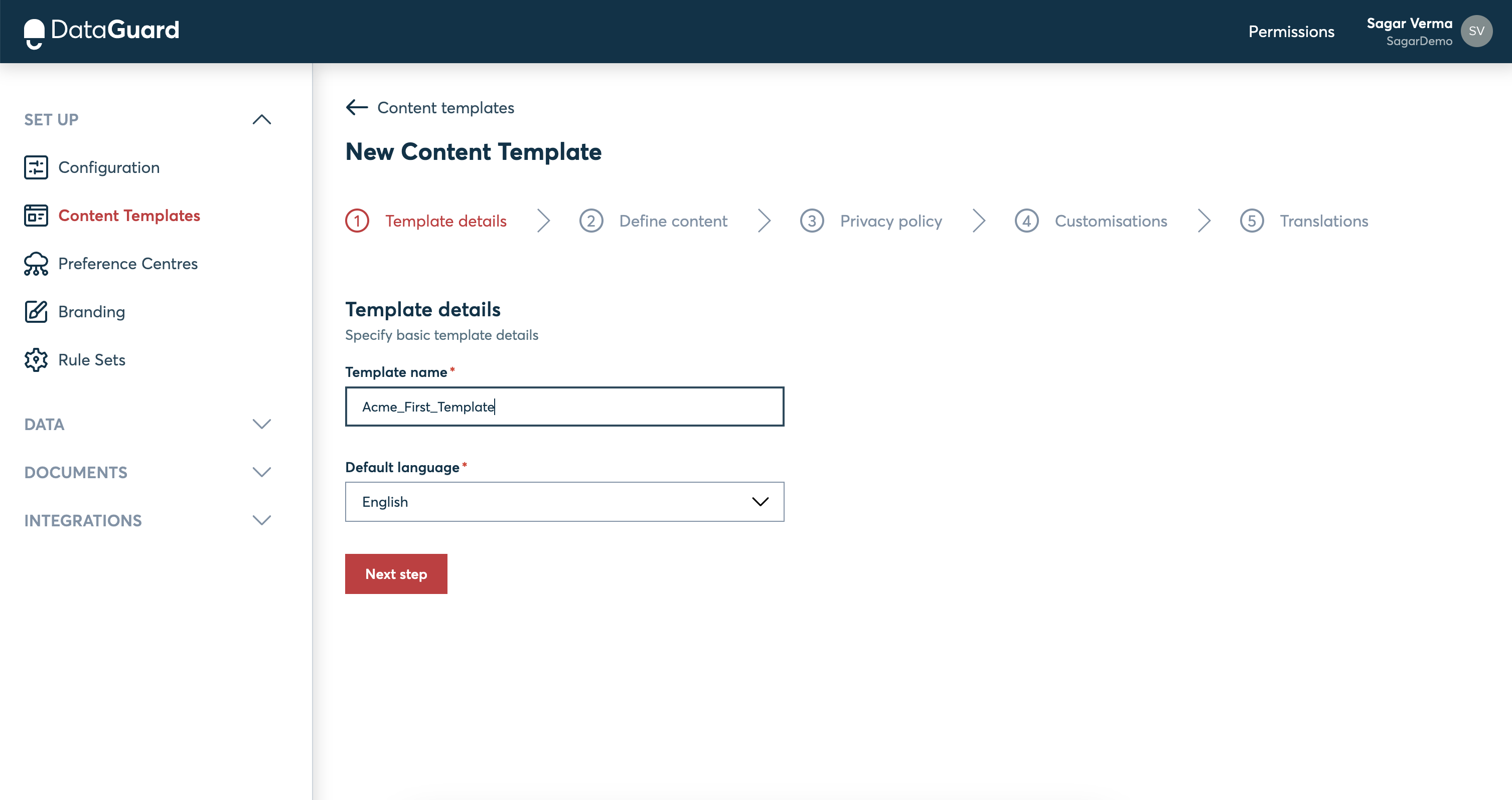 Acme's Content Template creation