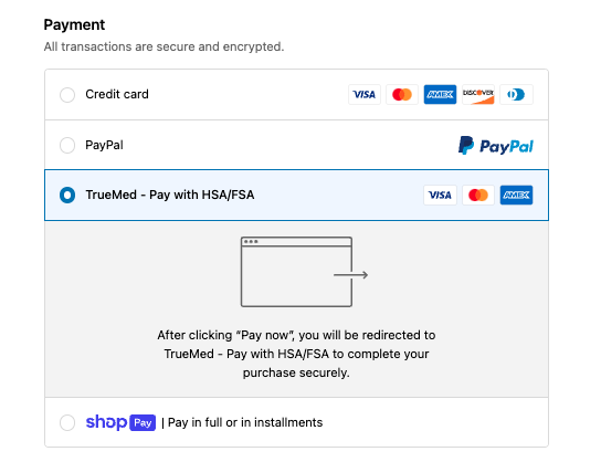 (Figure A) Truemed payment option at checkout