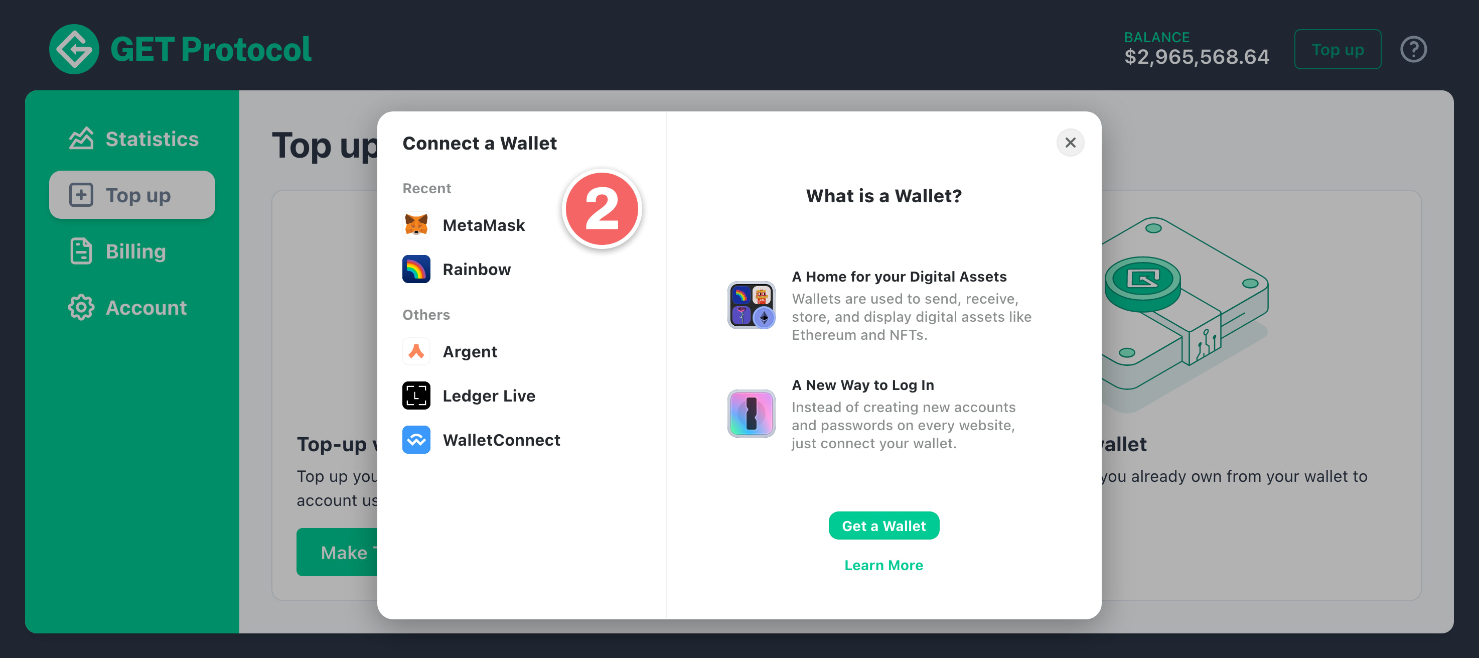 Select your wallet (in our example we use MetaMask)