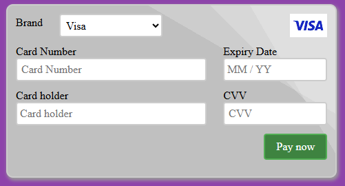Card style COPYandPAY form.