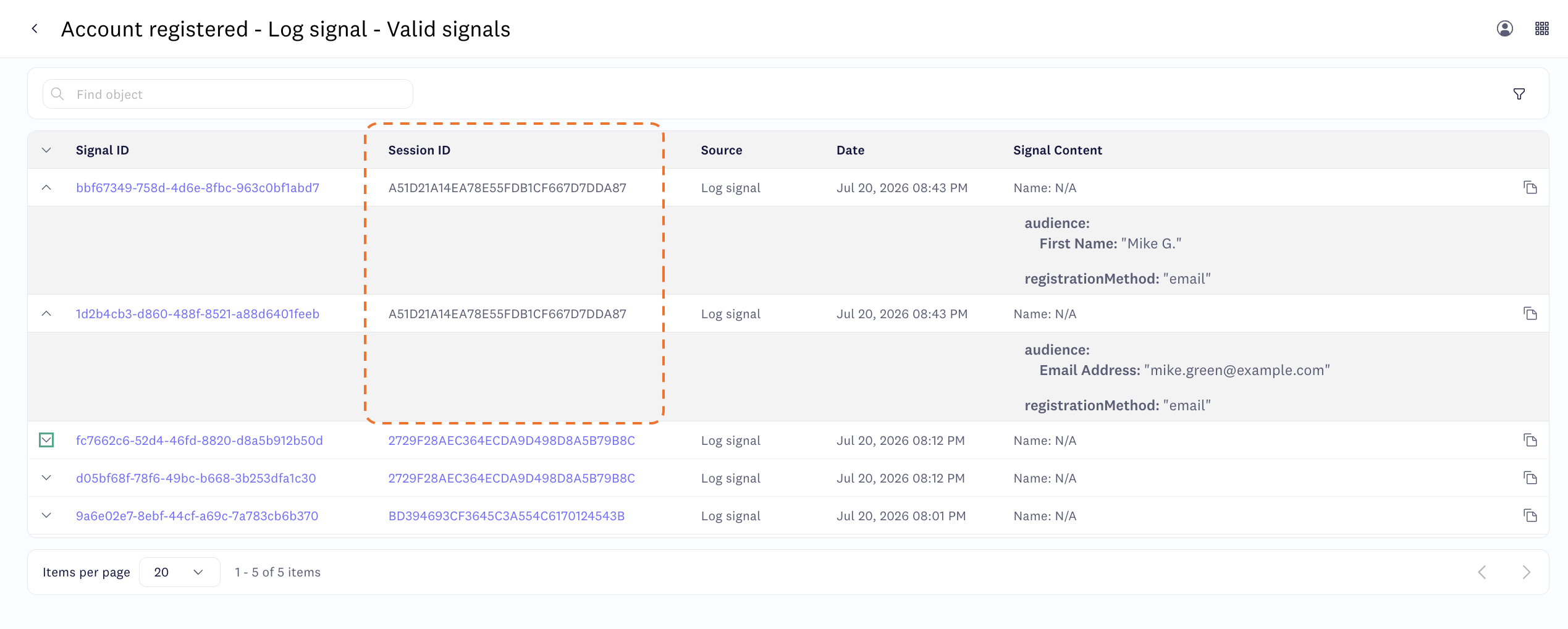 Signal management in Connect