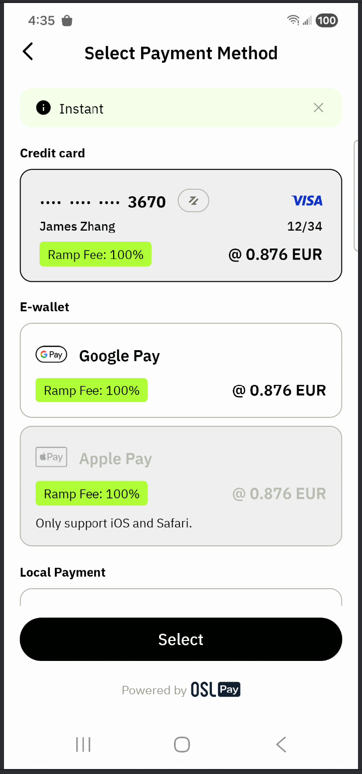 Buy Crypto Page