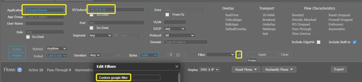 Creating Flow filter