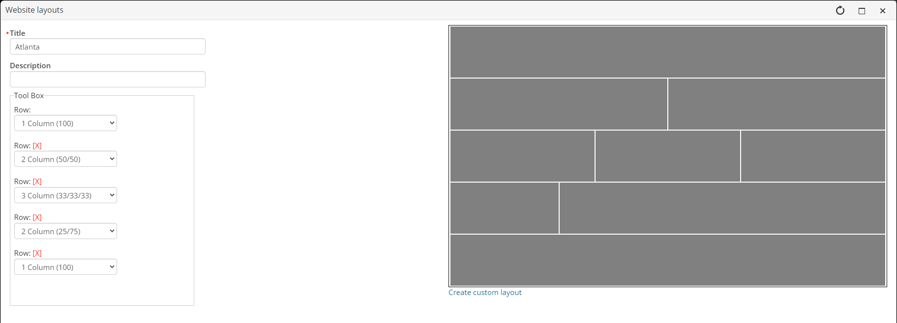 Adding rows using the Tool Box field
