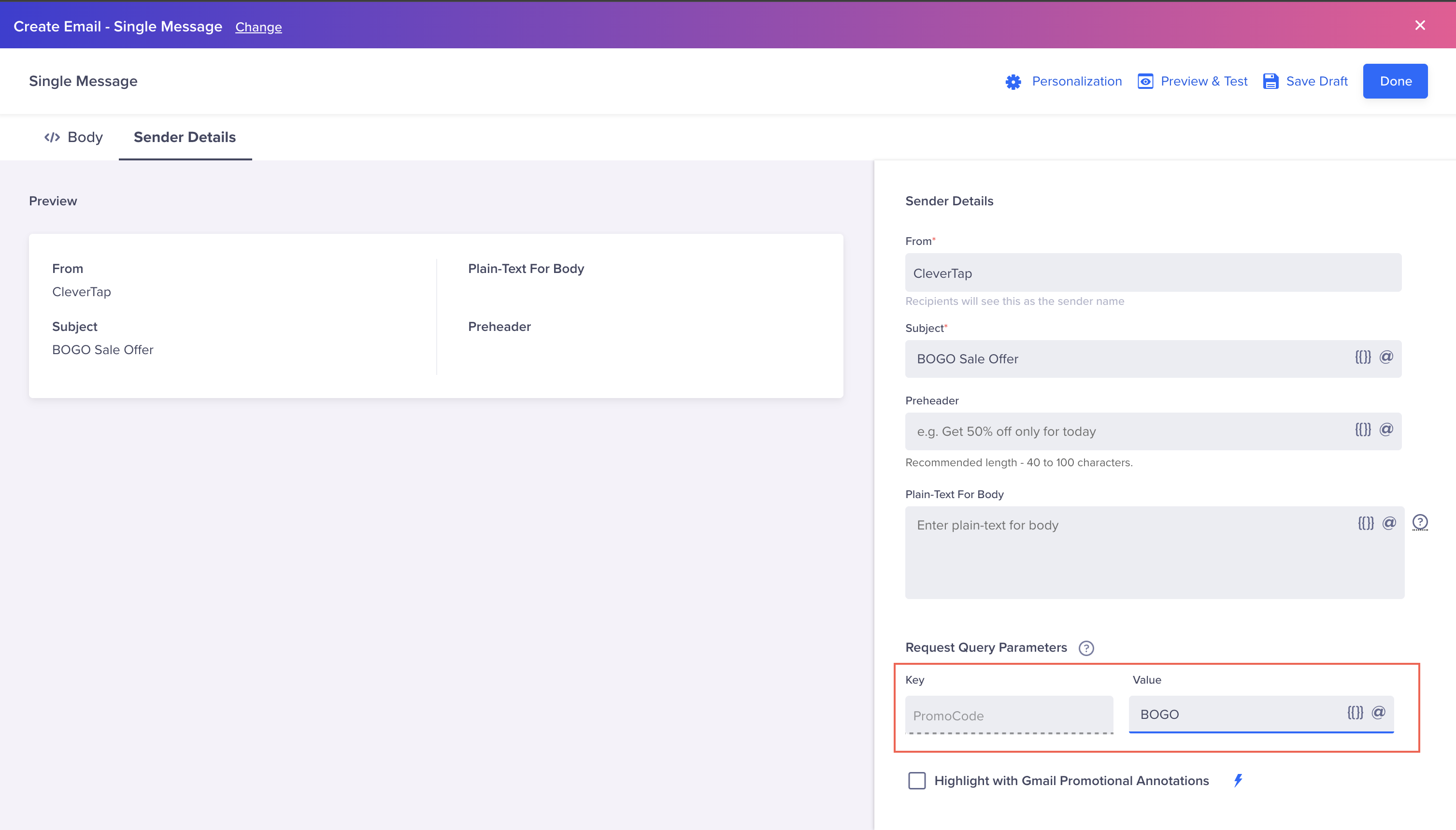 Define Request Query Parameters - For GET Method