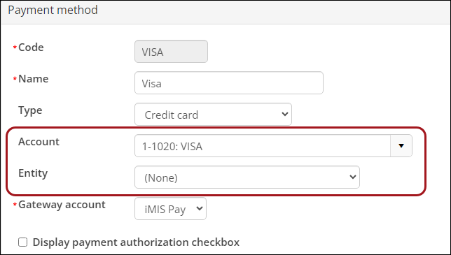 Account and Entity for a Payment method, Entity field empty