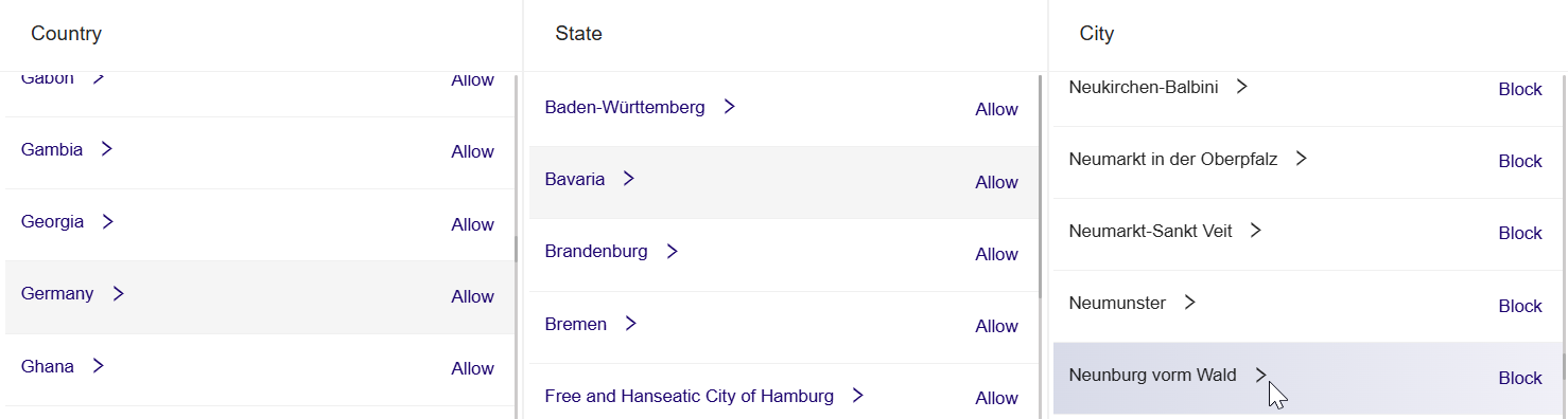 **Exclude city from deal targeting**