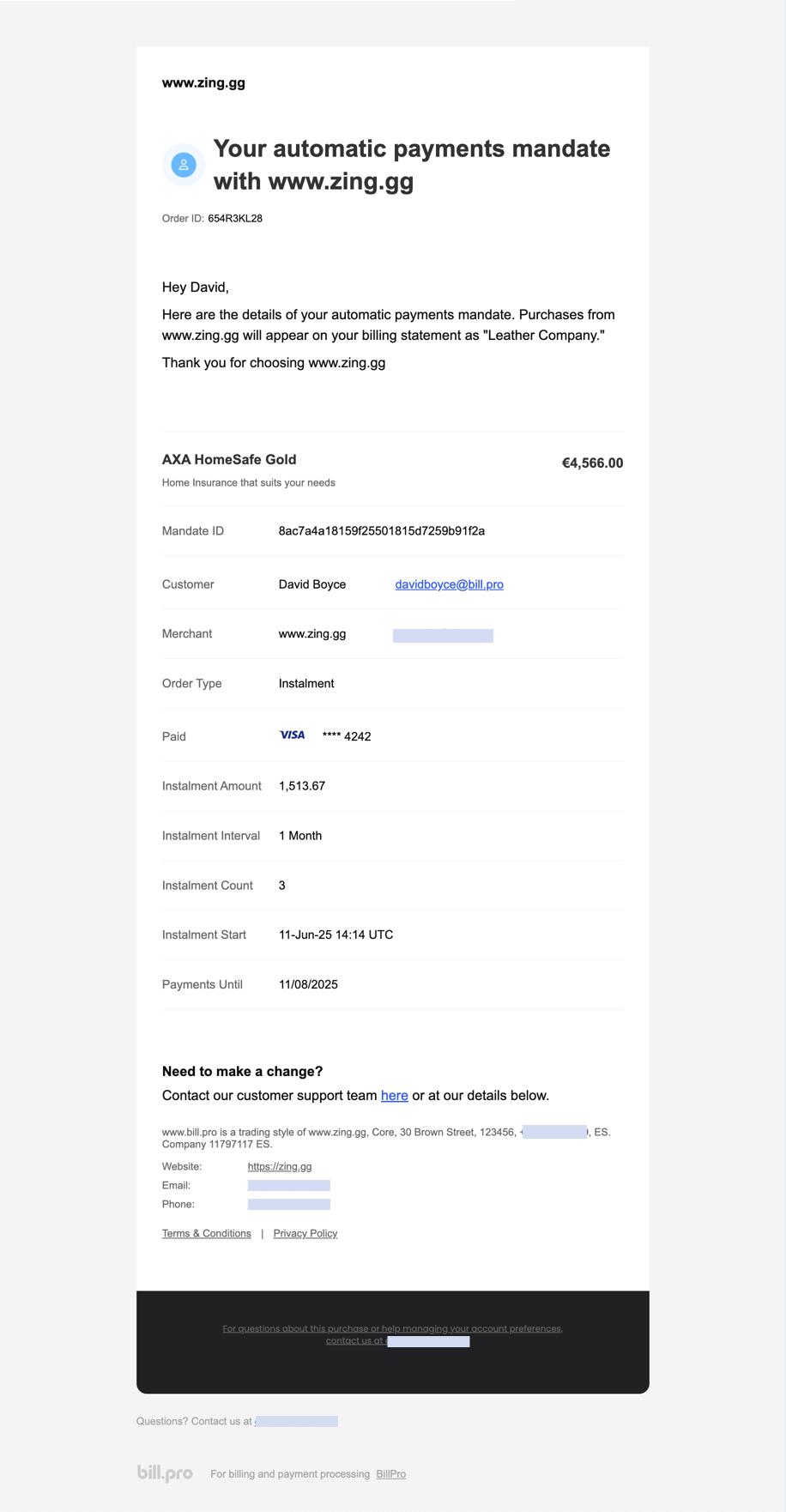 The mandate agreement email