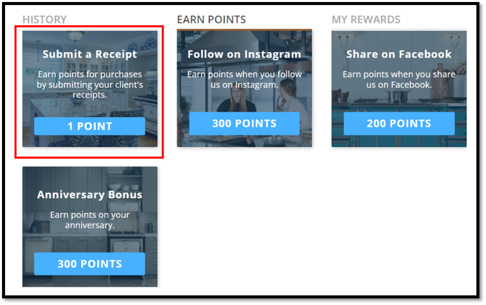 Receipt scanning module for rewards 
