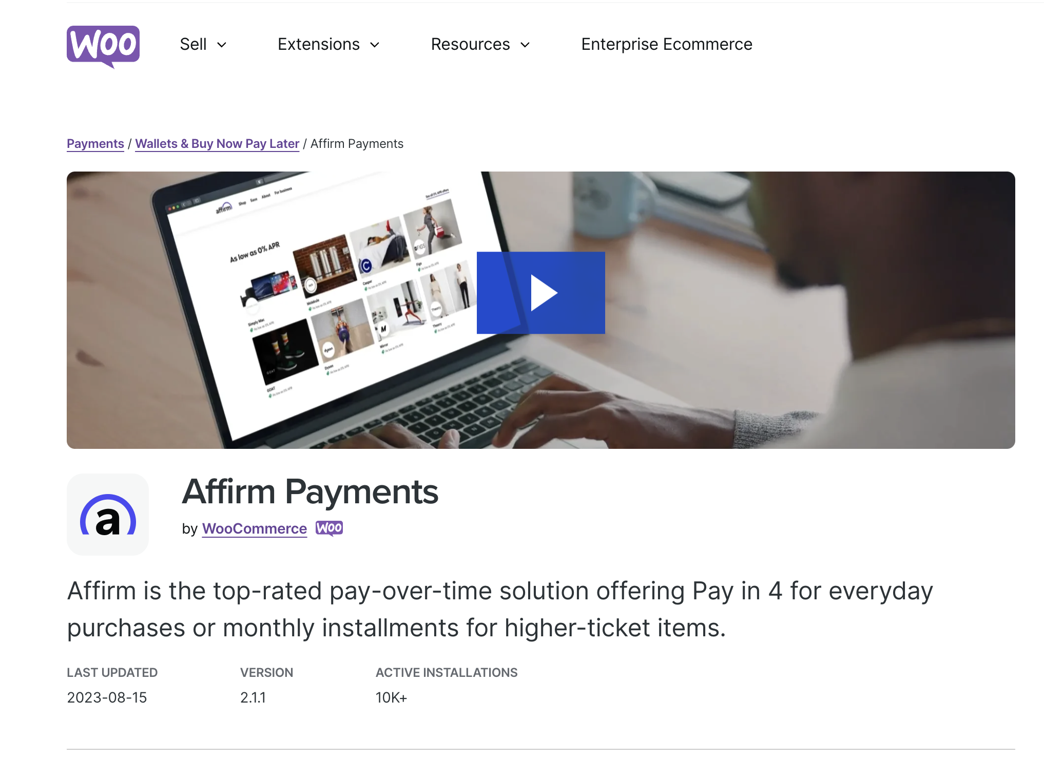 Affirm WooCommerce Extension Overview