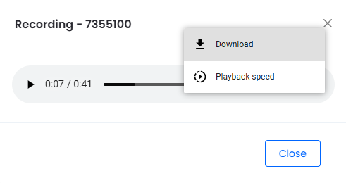Screenshot of playback options