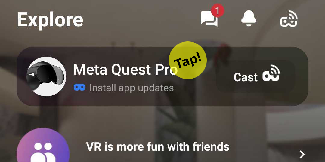 With your Meta Quest app open select your Quest Pro device